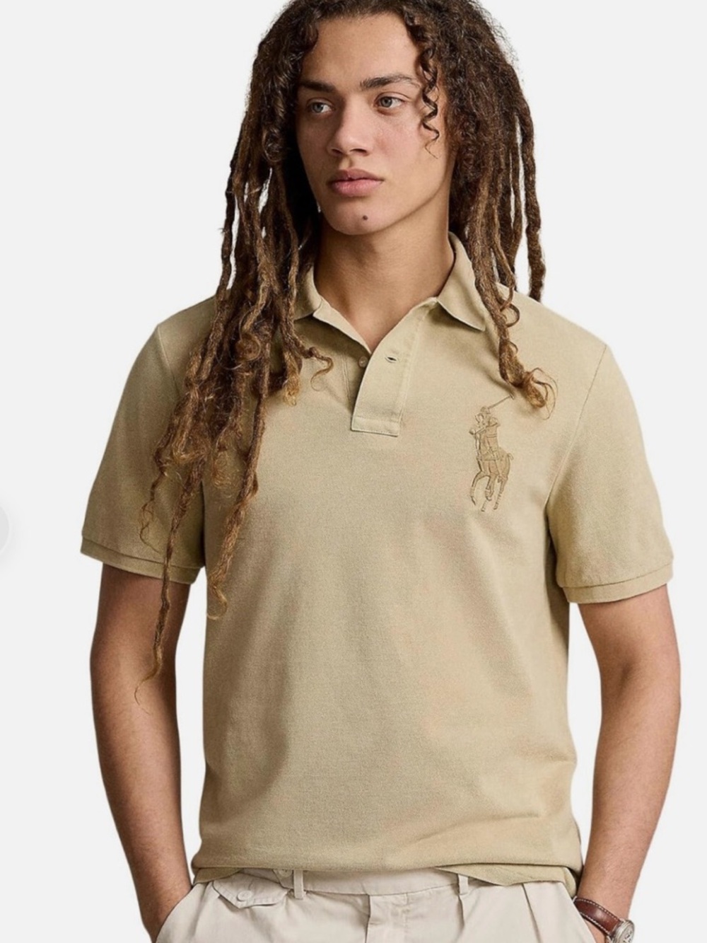 NWT Polo Ralph Lauren Big Pony Polo Khaki Custom Slim $125